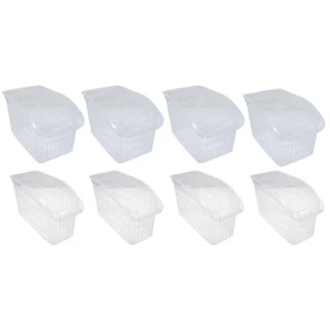 8er Set Aufbewahrungskorb Transparent Schrankkorb Regal Organizer Kunststoff - Bild 1 von 4
