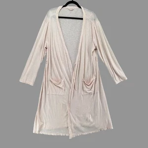Eileen Fisher x Garnet Hill Sleepwear Robe Womens Light Pink Open Front Size M - Picture 1 of 15