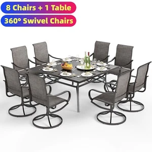 Patio Dining Set Outdoor Furniture Set Swivel Chairs High Back Square Table - Picture 1 of 12