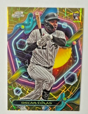 2023 Topps Cosmic Chrome OSCAR COLAS RC Gold Refractor 11/50 #104 White Sox - Image 1 of 2