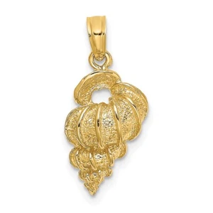 10K Yellow Gold 2-D Precious Wentletrap Shell Charm Pendant 1.19gm L-15.5mm - Picture 1 of 4