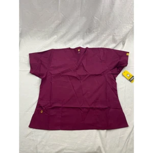 WonderWink Scrub Top Shirt 6016 Bravo Women's 2X Plus Red V Neck Pockets New - Picture 1 of 9