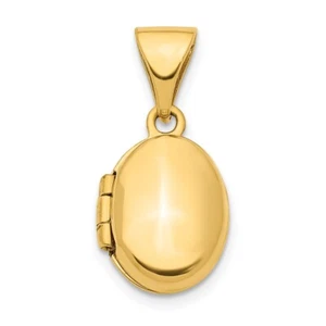 Real 14kt Yellow Gold 12mm Oval Locket Pendant - Picture 1 of 6