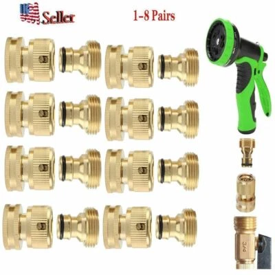适用于黄铜公头母头连接配件 3/4 花园水软管快速连接器美国 — 第 1/4 张图片