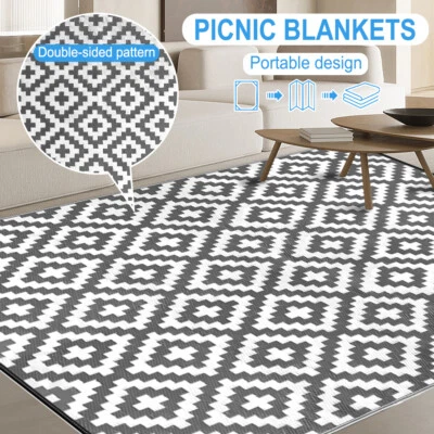 Reversible Geometric Outdoor Mat Lightweight Foldable Rug Washable RV Camping - image 1 of 4