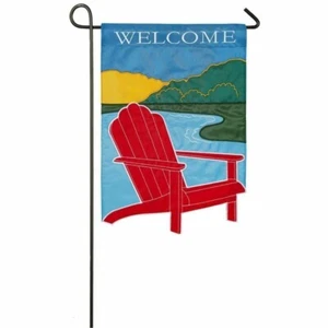Adirondack Welcome 168854 Evergreen APPLIQUE Garden Flag 12.5” x 18” - Picture 1 of 1