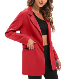 Z Avenue Red One-Button Boyfriend Blazer Size L - Picture 1 of 1