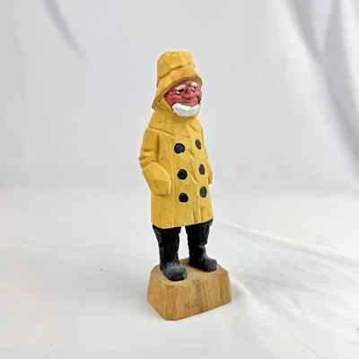 Estatuilla de madera vintage tallada a mano pintada con tema náutico decoración Foto 1 de 4