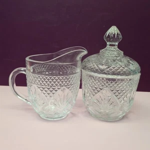 Cristal D'Arques Durand Creamer & Sugar bowl with Lid EAPG Holiday Party Hosting - Picture 1 of 9