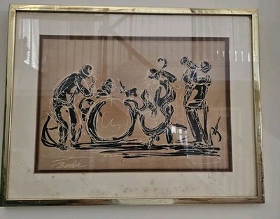 LISTADO AMERICANO CHARLES BURDICK FIRMADO ORIGINAL ACUARELA ORQUESTA MÚSICOS Foto 1 de 4