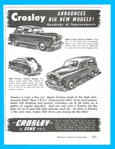 Crosley DeLux Limousine Kombi Auto Auto Oldtimer Druckanzeige 1949 - Bild 1 von 3