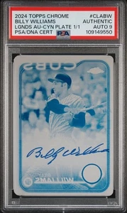 PLACA DE IMPRESIÓN CIAN TOPPS CROMADA LEYENDAS 2024 BILLY WILLIAMS 1/1 PSA AUTÉNTICA AUTOMÁTICA 9 - Imagen 1 de 2