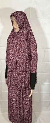 Mujeres Vestido de Oración Musulmán de Dos Piezas Hiyab Bufanda Islámica Abaya Vestido Largo Completo Foto 1 de 4