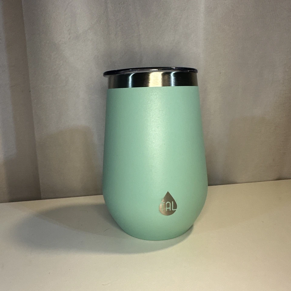 TAL Stainless Steel Wine Tumbler Cup Travel Mug Mint Green 5" 12 oz Hot Cold