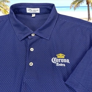 Peter Millar Corona Beer Golf Polo Shirt Mens Sz Large Geometric All Over Print - Picture 1 of 11