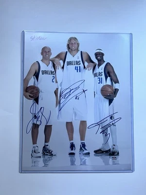 Dallas Mavericks 2011 NBA CHAMPS BIG 3 Signed 11x14 Photo PSA LOA DIRK NOWITZKI - Image 1 of 4