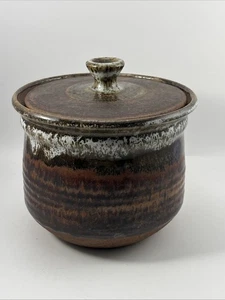 Vintage Studio Art Pottery Jar and Lid Signed Cottagecore - Picture 1 of 8