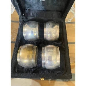 Silberne Serviettenringe in schwarzer Samtbox International Silverplate Company Vintage - Bild 1 von 12