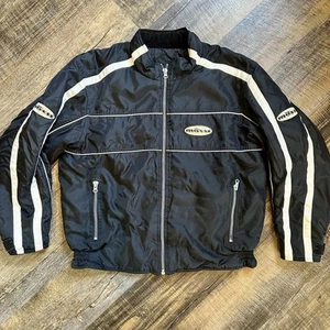 Vintage Mossi Motorsports Racing Jacket Size L Black White Nylon Quilted Moto - Picture 1 of 8