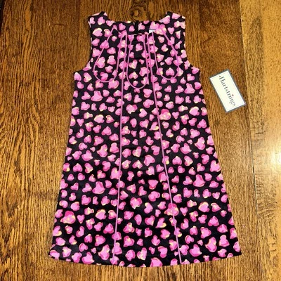 Hartstrings Corduroy Jumper Dress Hearts AOP 4 Thin Wale Stretch Black Pink New - Image 1 of 4