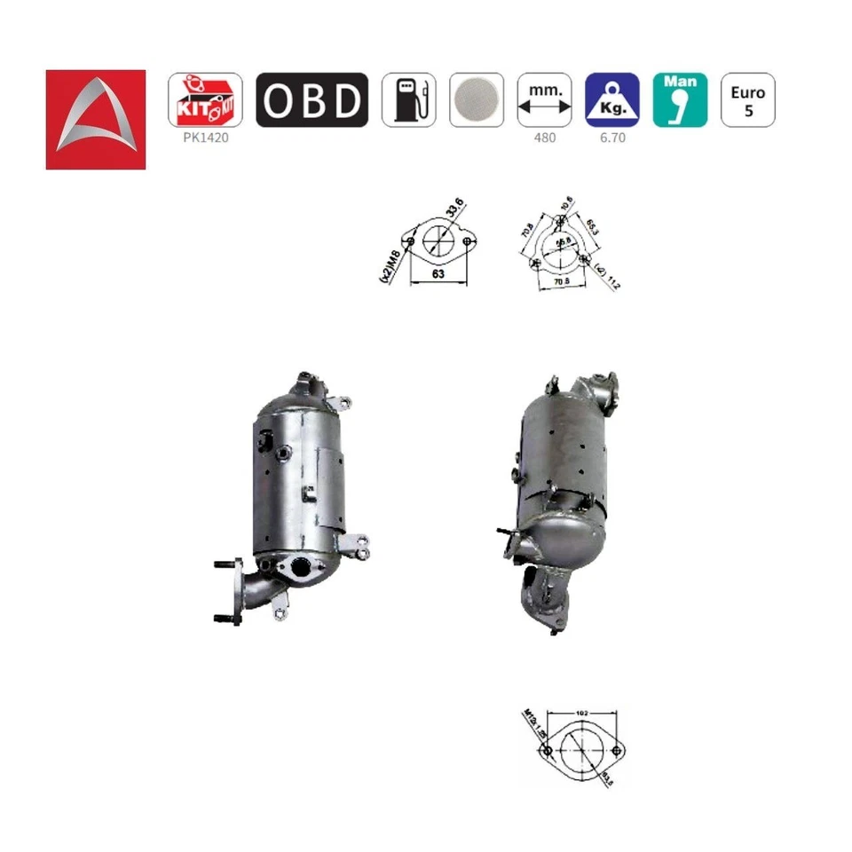Filtre à particules diesel DPF pour HYUNDAI iX35 2.0CRDi - à partir de 2013/07 - Photo 1/3