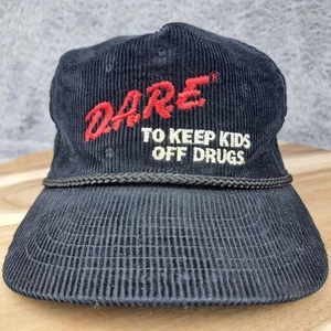 Vintage DARE To Keep Kids Off Drugs Mütze Kappe Druckknopflasche schwarz rot Cord Logo  - Bild 1 von 8