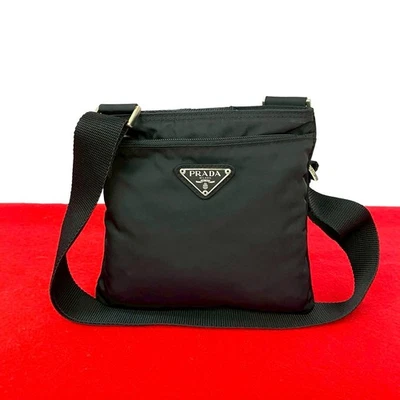 PRADA Triangle Logo Metal Schultertasche Nylon schwarz 24270 - Bild 1 von 4