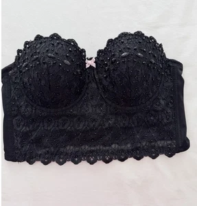 Corsé bustier Windsor negro brillante de encaje talla pequeña-VER DESCRIPCIÓN PARA EMISIÓN - Imagen 1 de 15