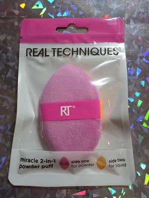 POWDER PUFF -- REAL TECHNIQUES --2 in 1 -- Puder und Rouge Kosmetikschwamm --ovp - Bild 1 von 2