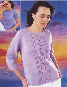 womens ladies raglan sweater jumper 4 ply knitting pattern COPY a51 - Picture 1 of 1