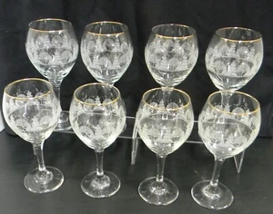 SET OF 8 LIBBEY WHITE PINE CHRISTMAS GOBLETS ARBY'S GREAT GOLD RIMS - Picture 1 of 6