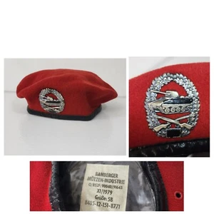 Vintage German BAMBERGER 1979 EULAN BAVER Red Beret Military Wool Hat Cap - Picture 1 of 12