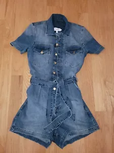 FRAME Blue Denim Belted Romper/Jumpsuit Size XS - Picture 1 of 8
