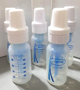 Dr. Brown's Natural Flow 4 oz. Baby Bottles - Clear with Blue (Set of 5) - Picture 1 of 2