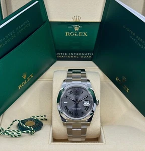 Unworn Rolex Datejust 41mm, Steel, Wimbledon, Slate, Oyster, 126300, dated 2025 - Picture 1 of 14