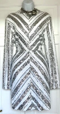 VESTIDO DE FIESTA DE CÓCTEL EN ZIGZAG LENTEJUELAS BRILLANTES QUIZ TALLA 18 Foto 1 de 4