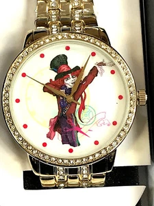 Disney W003072 'The Mad Hatter' Quartz Metal Gold Alloy Ladies Watch WARRANTY - Picture 1 of 4