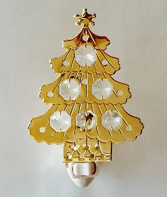 Christmas Tree  NIGHT LIGHT 24KT GOLD PLATED WITH AUSTRIAN CRYSTALS - Image 1 of 2