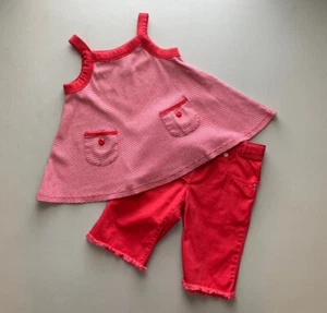 Gymboree Girl’s Red White Striped Swing Tank Top + Red Denim Short Set, Size 4 - Picture 1 of 12