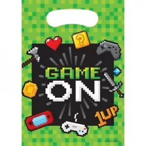 Gaming Party Favor Bags Plastic 8 Pack 9" x 6.5" Kids Birthday Favors Tableware - Picture 1 of 1