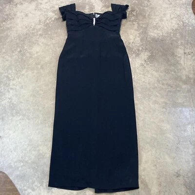 Bob Mackie Boutique Dress Women 12 Black Evening Long Midi Off The Shoulder Gown - Image 1 of 4