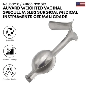 Instrumentos quirúrgicos de acero inoxidable con espéculo vaginal ponderado Auvard de 3 libras - Imagen 1 de 2