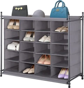 STORAGE MANIAC Stackable Shoe Cubby Organizer, Free Standing 20, Grey  - Picture 1 of 7