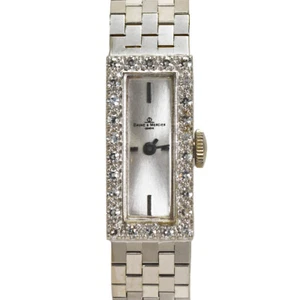 14K White Gold Vintage Baume Mercier Diamond Bezel - Picture 1 of 7
