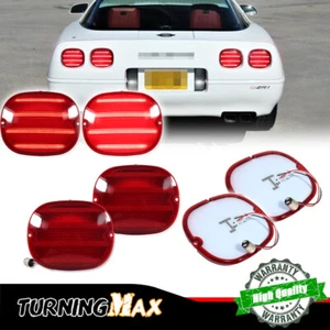 (Set/4)OE-Style Red LED Brake Tail Lights Lenses For 1990-1996 Chevy Corvette C4 - Picture 1 of 10
