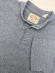 VTG Bugle Boy Plaid Shirt Men's L Blue Band Collar Short Sleeve Gold Crest Denim - Picture 1 of 11