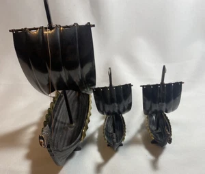 Estatuilla modelo de latón cobre metal barco vikingo Langskip cabeza de dragón nórdico - Imagen 1 de 3