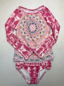 Billabong Kids Girl's Medallion Madness Long Sleeve Rashguard Set Pink Size 4 - - Picture 1 of 3