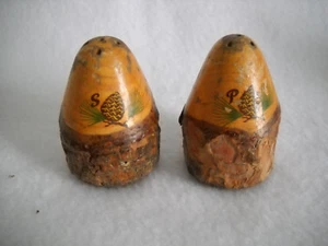 Wood Tree Branch with Bark Salt & Peppers Shakers Souvenir Grand Lake Colo #2 - Picture 1 of 6