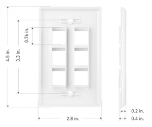 Cable Matters Low Profile 6-Port Keystone Jack Wall Plate - Picture 1 of 6